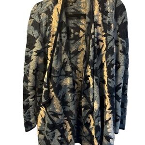 Lucky Brand Navy and Cream Abstract Cardigan